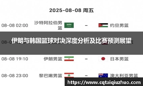 伊朗与韩国篮球对决深度分析及比赛预测展望