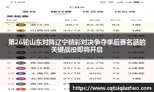 第26轮山东对阵辽宁精彩对决争夺季后赛名额的关键战役即将开启